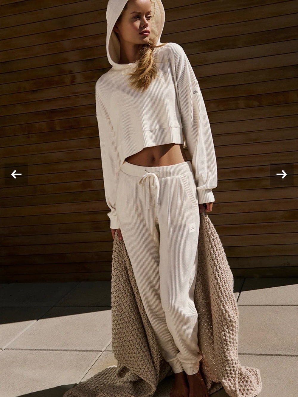 Alo Yoga Muse Hoodie and Sweatpant in Ivory